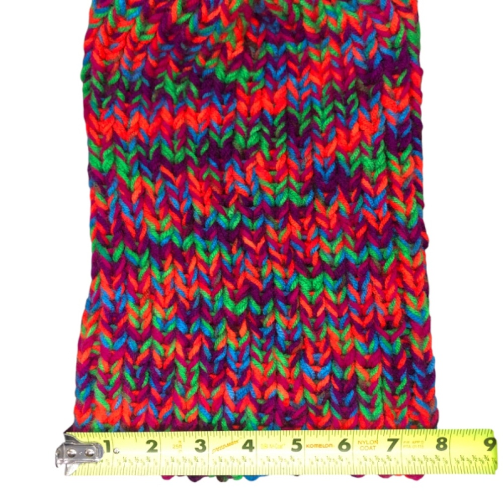 Chunky Ribbed Knit Toboggan Dark Neon Beanie Folded Brim Hat - Picture 16 of 17